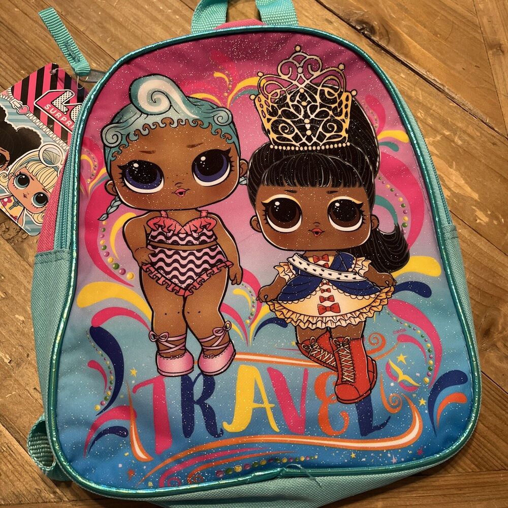 LOL Surprise! Girl's 10" Travel/Carry-On Pink & Blue Glitter Glam Backpack